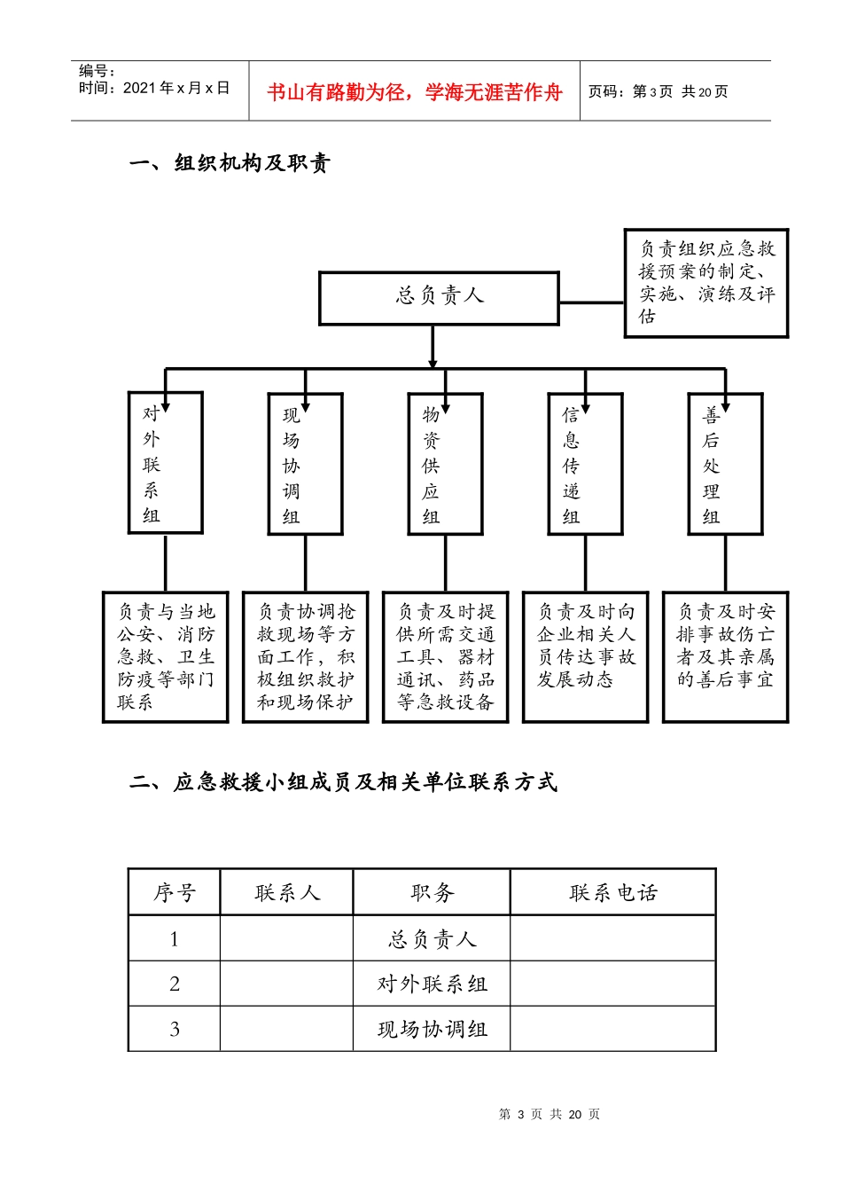 某公司生产线应急准备与救援预案_第3页