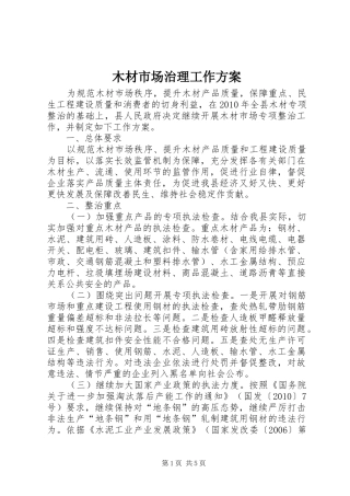 木材市场治理工作实施方案