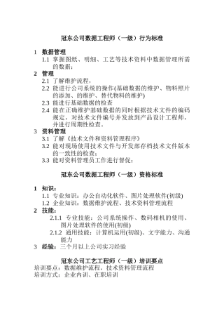 某公司数据工程师资质要求