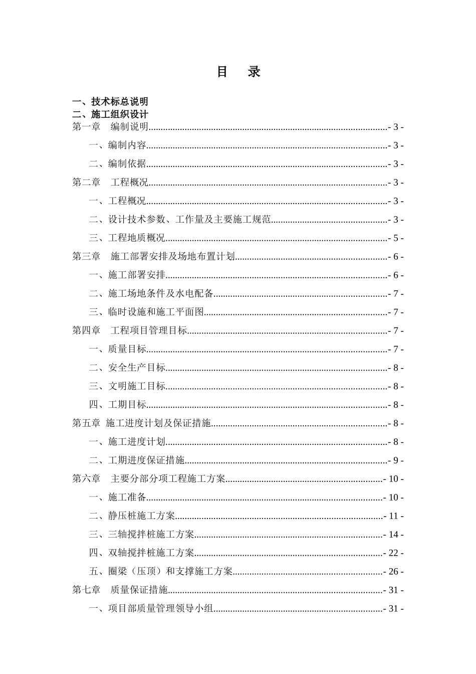 某公司桩基和围护施工组织设计技术标_第1页