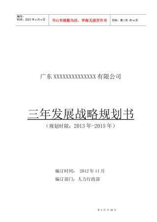 某公司三年发展战略规划书