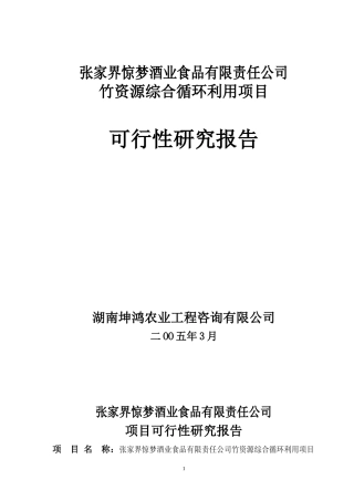 某公司竹资源综合循环利用项目可行性研究报告