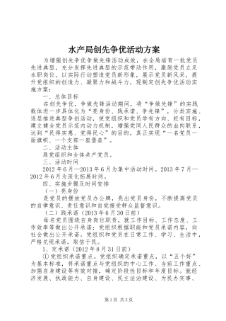 水产局创先争优活动实施方案