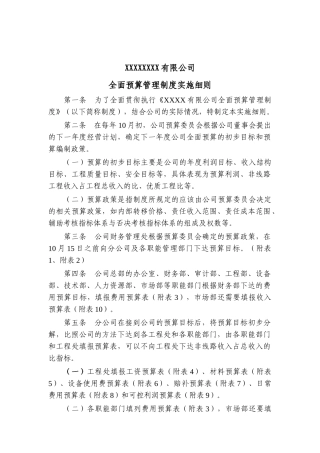 某公司全面预算管理制度实施细则