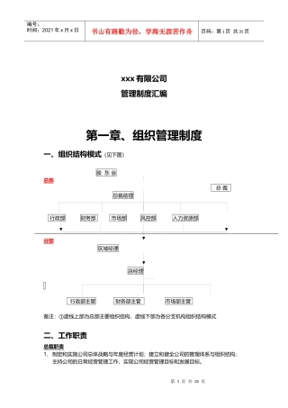 某公司管理制度汇编(DOC 54页)