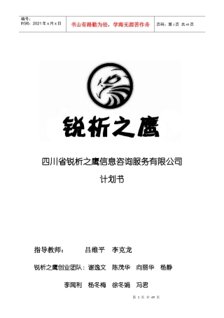 某信息咨询服务有限公司团队计划书