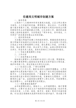住建局文明城市创建实施方案