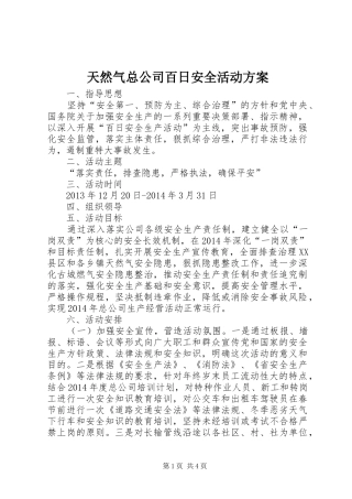 天然气总公司百日安全活动实施方案