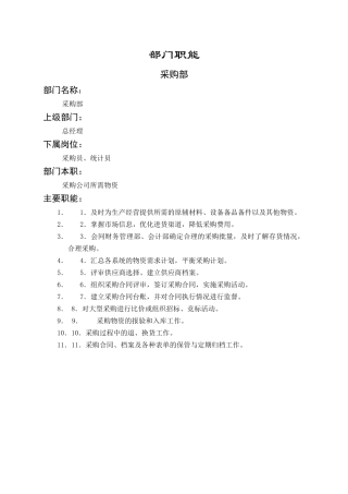 某公司采购部岗位职责