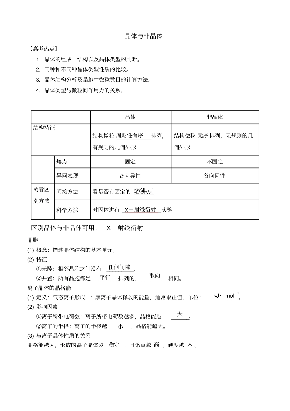 (完整版)高二化学常见晶胞_第1页