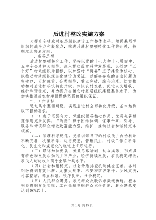 后进村整改方案