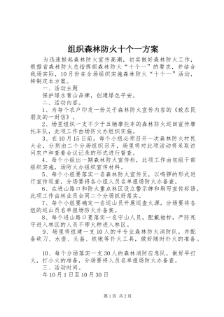 组织森林防火十个一实施方案