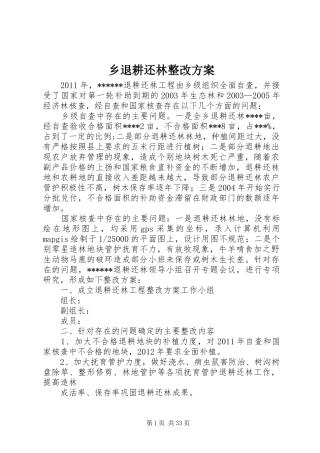 乡退耕还林整改实施方案