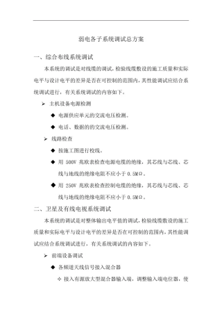 弱电各子系统调试总方案