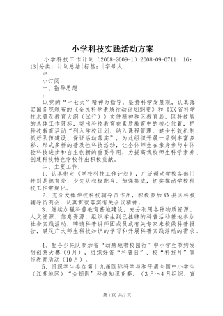 小学科技实践活动实施方案