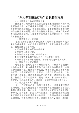 “八大专项整治行动”自我整改实施方案