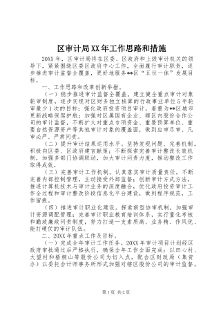区审计局工作思路和措施