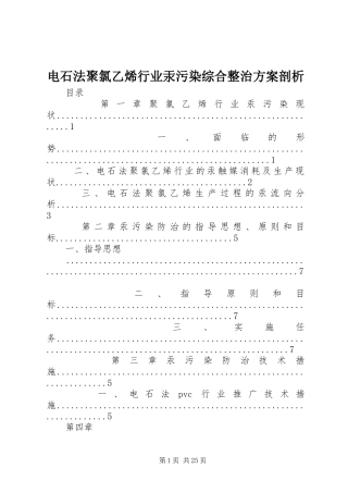 电石法聚氯乙烯行业汞污染综合整治实施方案剖析