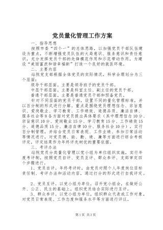 党员量化管理工作实施方案
