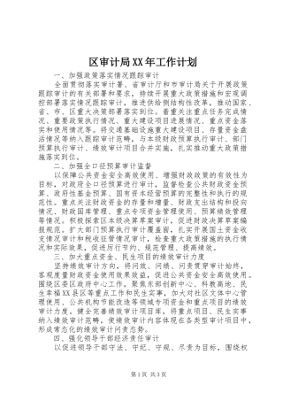 区审计局工作计划