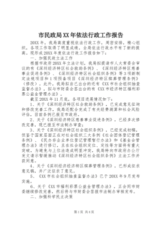 市民政局依法行政工作报告