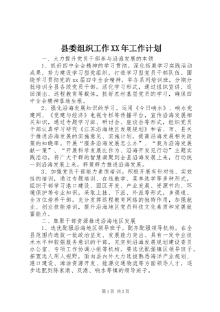 县委组织工作工作计划