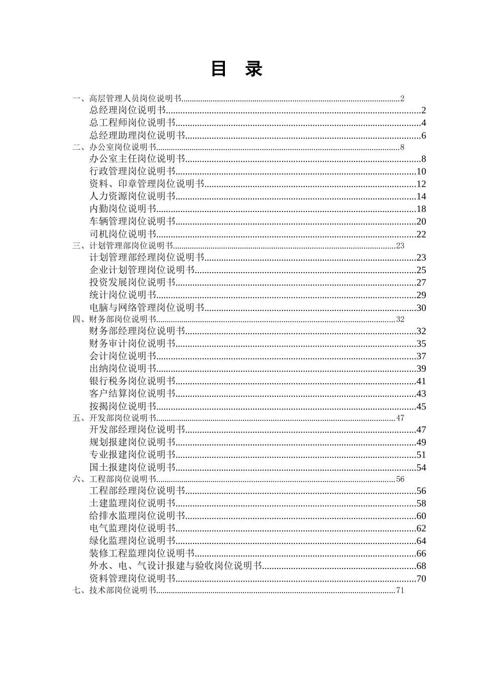 某地产公司管理手册岗位说明_第1页