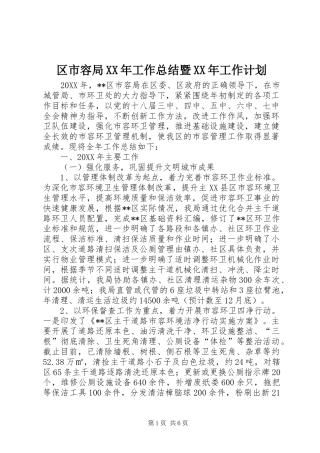 区市容局工作总结暨工作计划