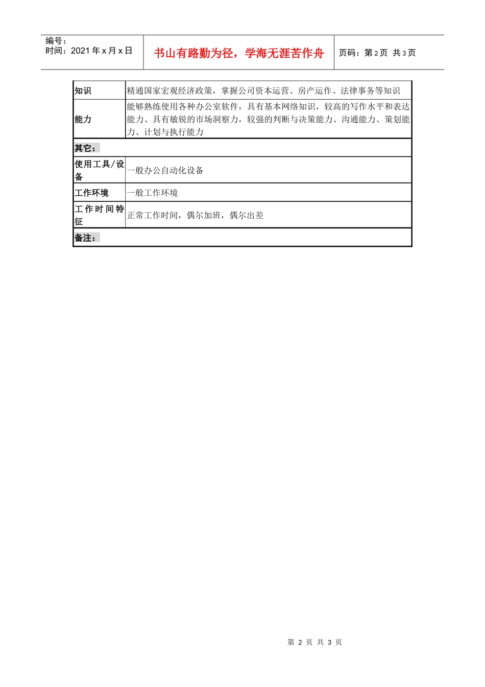 某城市建筑发展公司房产管理职务说明书_第2页