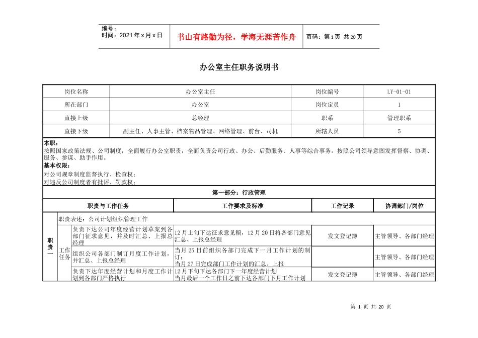 某咨询—某房地产办公室职务说明书1127（黄）_第1页
