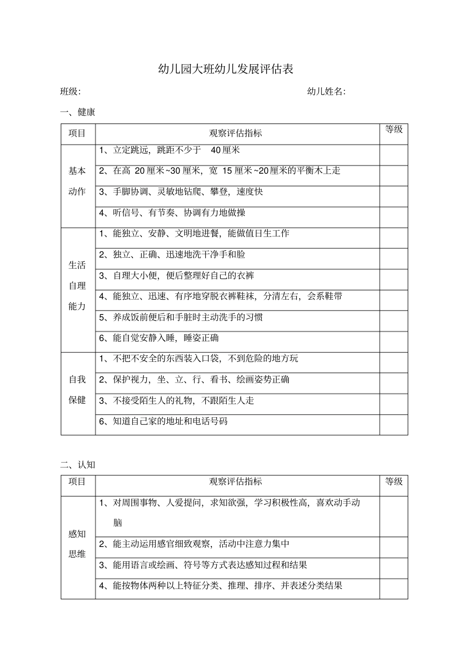 五大领域测评表_第1页