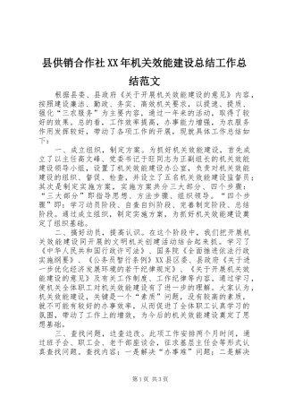 县供销合作社机关效能建设总结工作总结范文