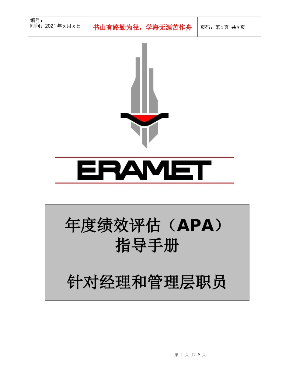 某外资企业年度绩效评估指导手册_第1页