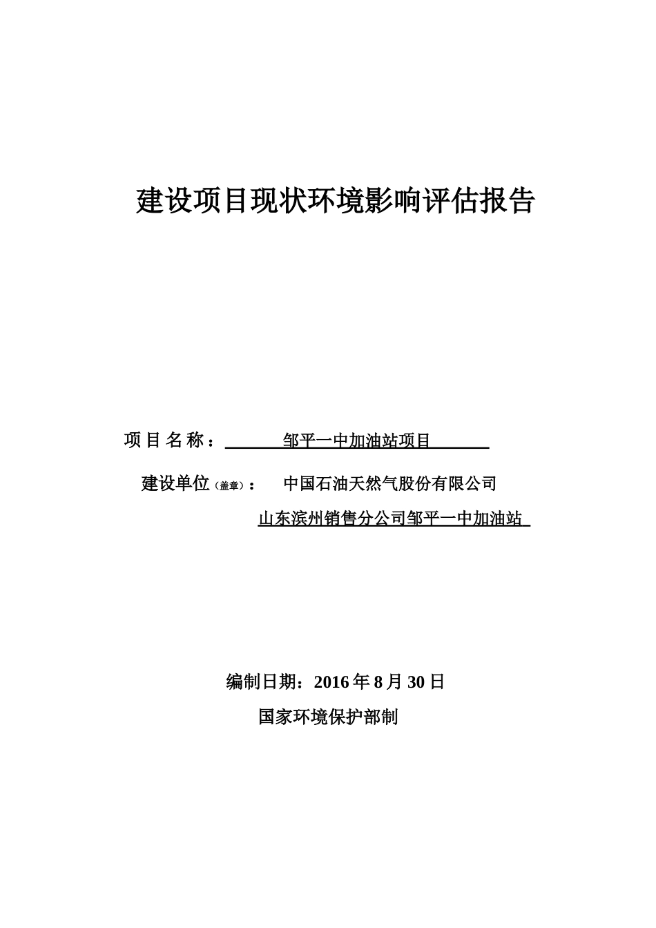 某加油站项目建设项目现状环境影响评估报告_第1页