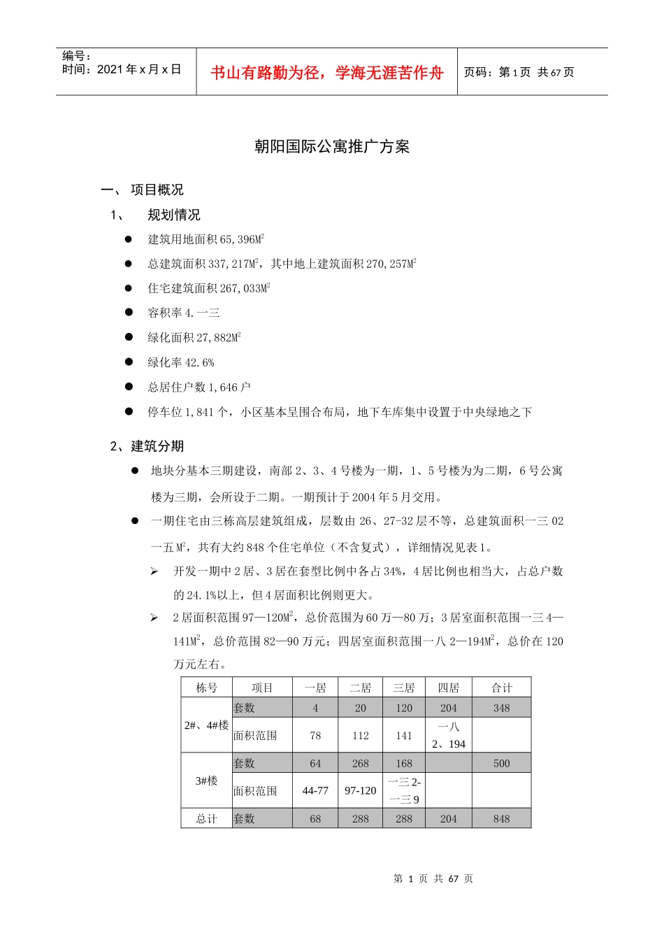 某国际公寓项目分析与广告推广方案_第1页