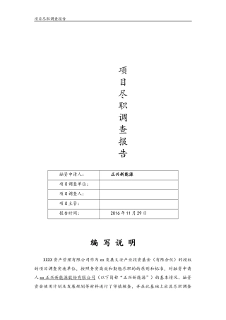 某公司项目尽职调查报告