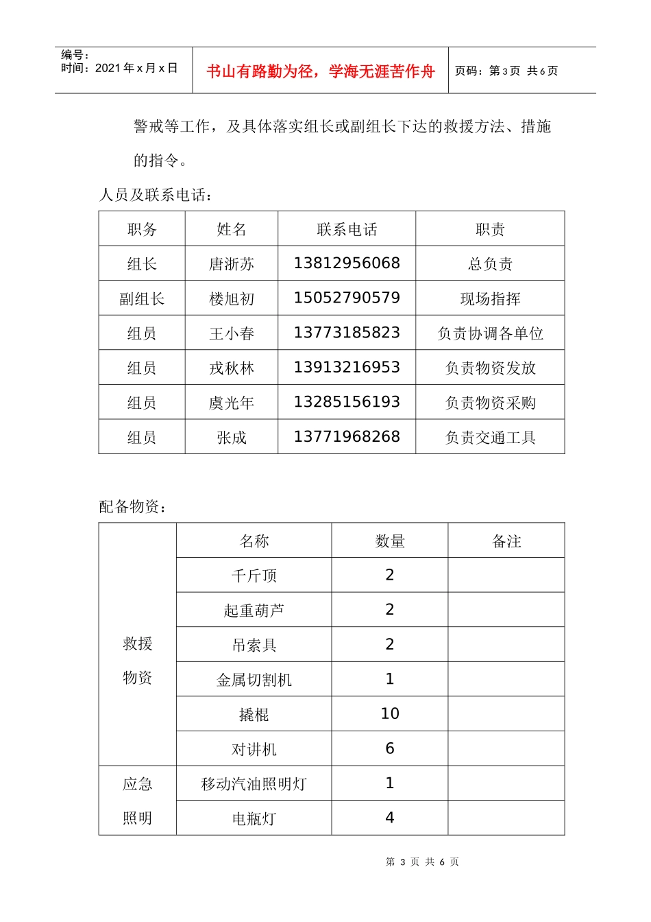 某厂房模板应急预案_第3页
