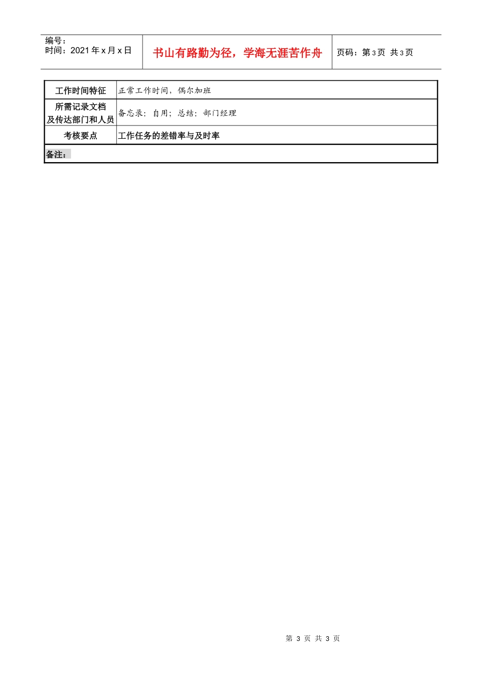 某化纤企业质量管理部综合办事员职务说明书_第3页