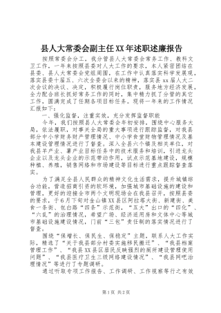 县人大常委会副主任述职述廉报告