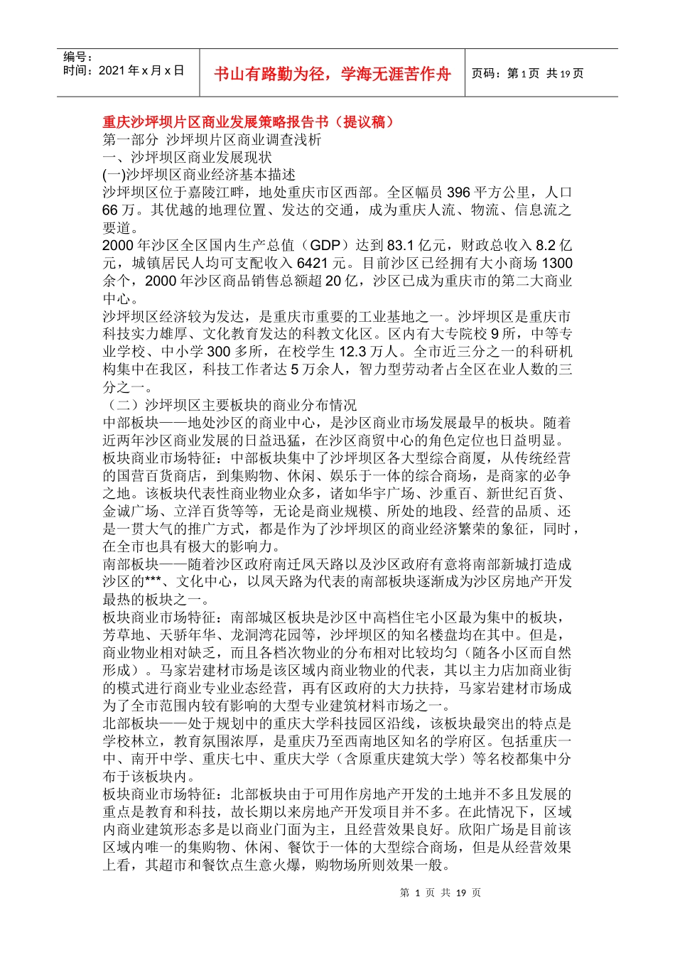 某商业区发展策略报告书_第1页