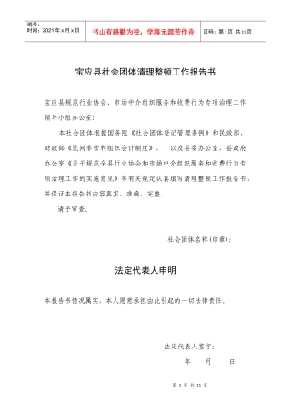 某县社会团体清理整顿工作报告书