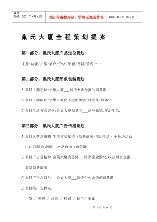 某大厦商业项目全程策划提案