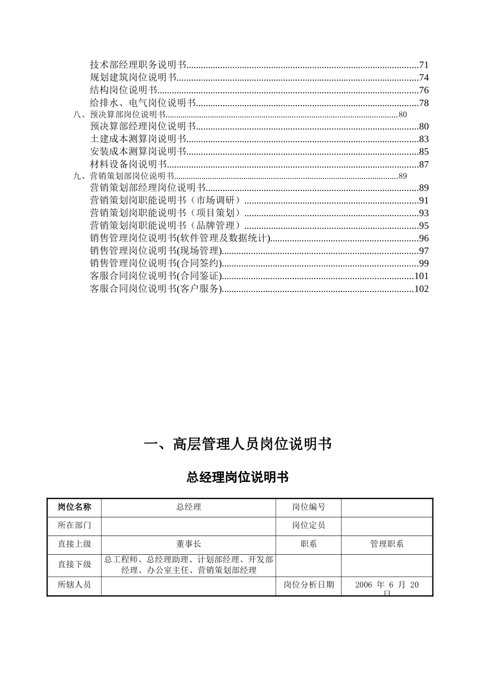 某地产重庆公司管理手册岗位说明_第2页