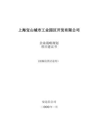 某咨询－上海宝山工业园战略规划项目建议书