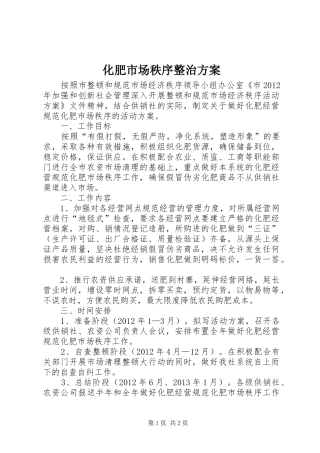 化肥市场秩序整治实施方案