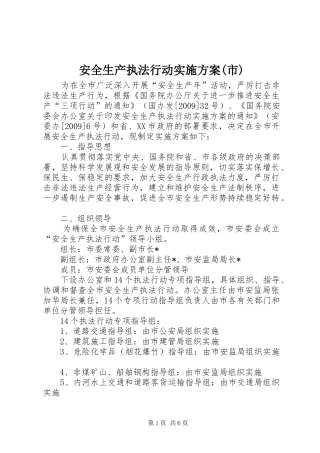 安全生产执法行动方案(市)