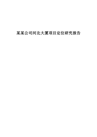 某商业大厦项目定位研究报告
