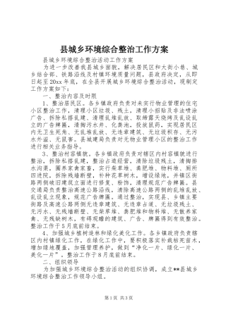 县城乡环境综合整治工作实施方案