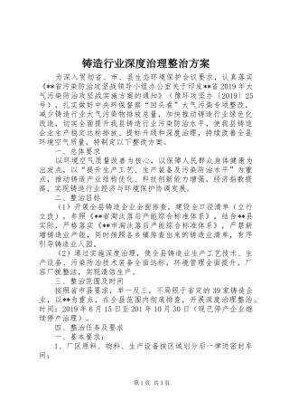 铸造行业深度治理整治实施方案