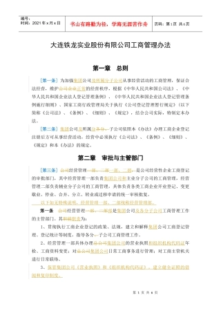 某咨询—某某实业股份有限公司工商管理办法（改）